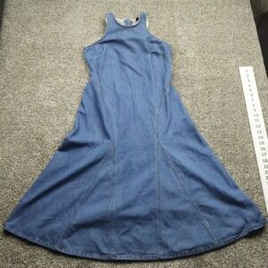 Future Collective Dress Womens 8 Blue Denim Sleeveless Flare‎ Jean Style Casual